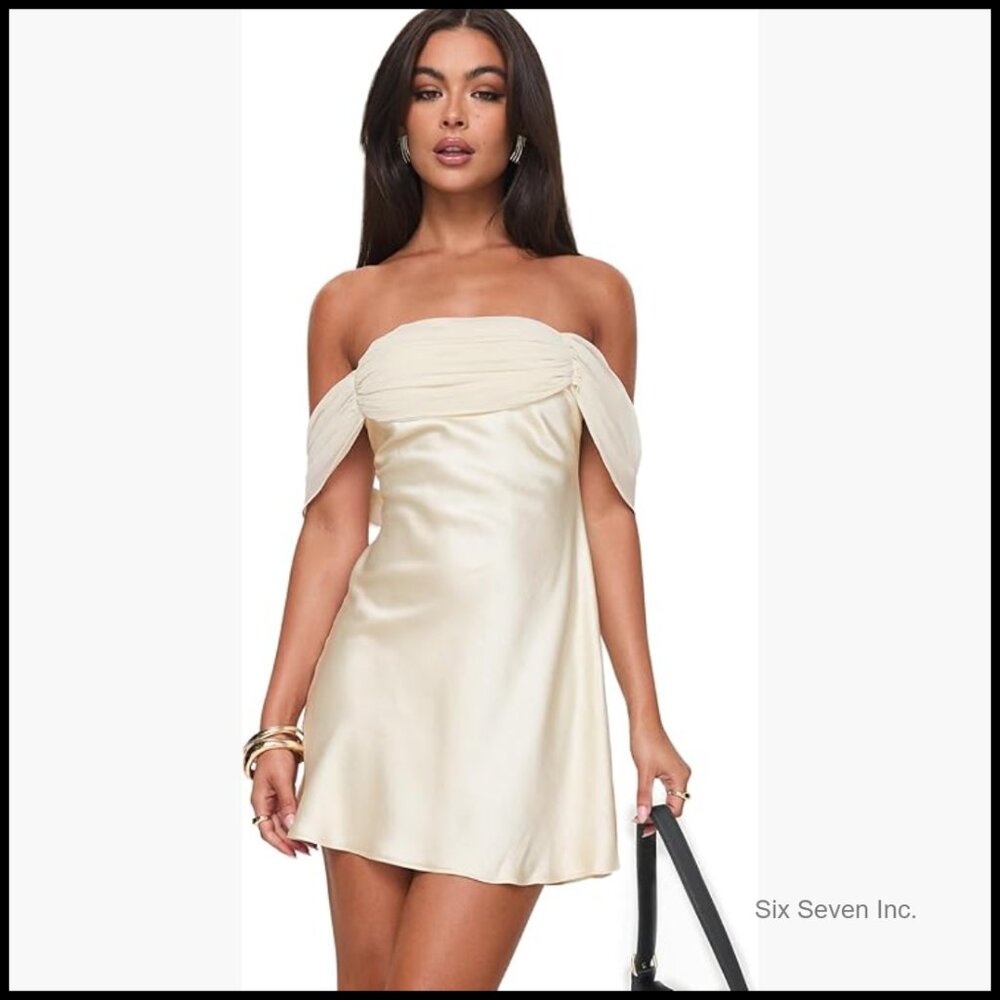 Ruched Bodice Mini Dress With Adjustable Straps, 100% Polyester